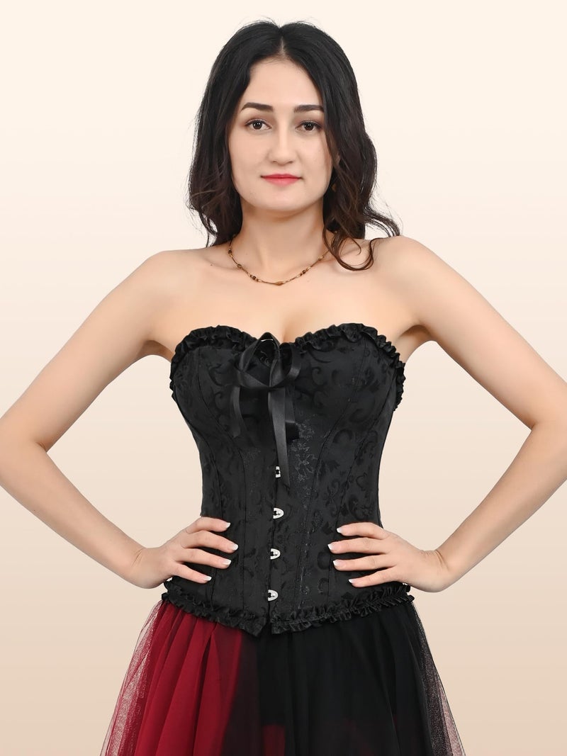Zhitunemi Renaissance Corset Tops for Women: Black Corsets Plus Size Halloween Costumes - Ren Faire for Renaissance Festival Black Medium - Image 2